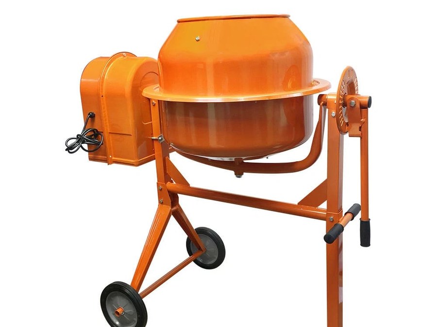 Electric portable concrete mixer on wheels
